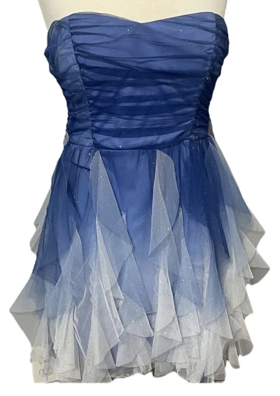 Teeze Me Dress Formal Dance Junior 11/12 Strapless Blue Ombre Tulip Skirt